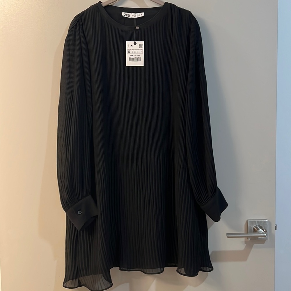 🖤 Black Zara Babydoll Long Sleeve Dress Size S NWT 🏷️